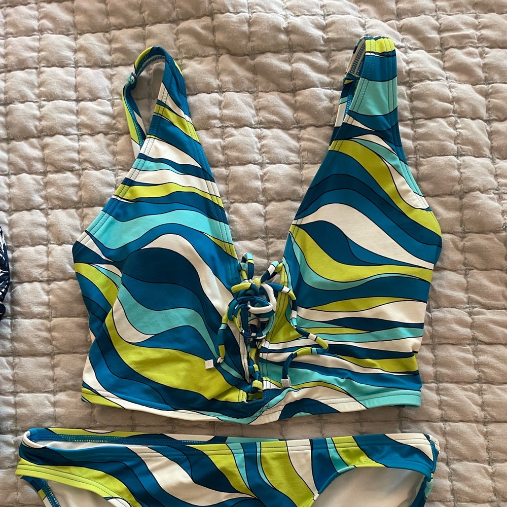 Michaels Blue and Green Swirl Bikini Set